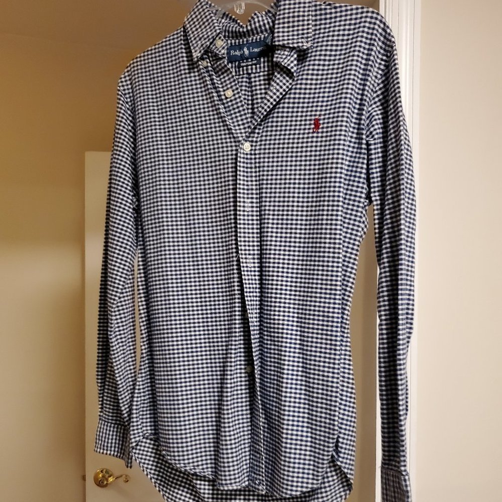 Polo Blue/White Plaid Button Down (Sz S)